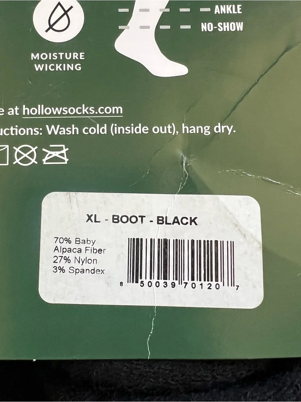 Hollow Alpaca Socks Boot Lot of 3 Pair Grey Black Size XL
